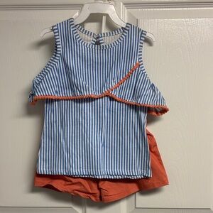 Freestyle Revolution Blue and White Striped Top and Coral Shorts